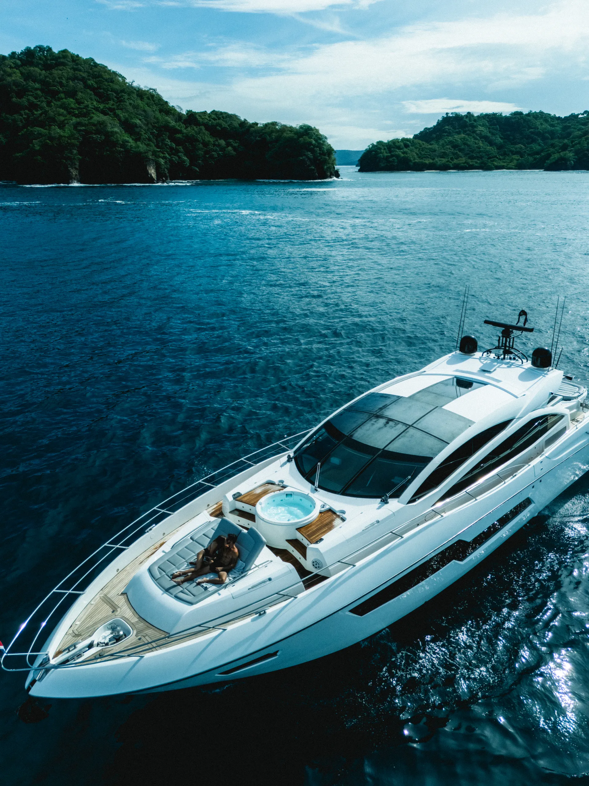 Sunseeker yacht at sunset in Costa Rica