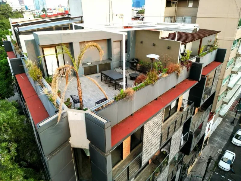 Private rooftop at the Big PH Haven Condesa penthouse, a value-tier World Cup 2026 group base in Mexico City
