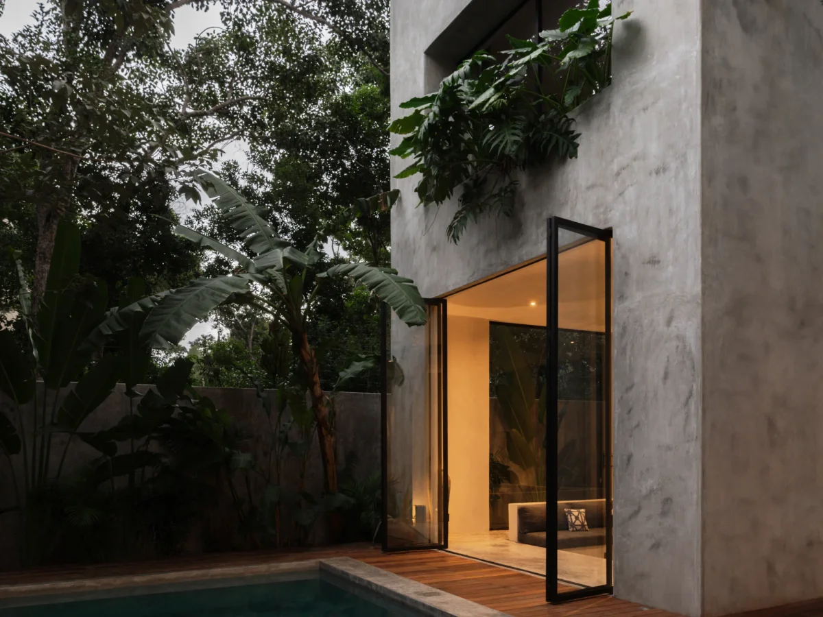 Kitchen and dining space at a staffed Tulum villa