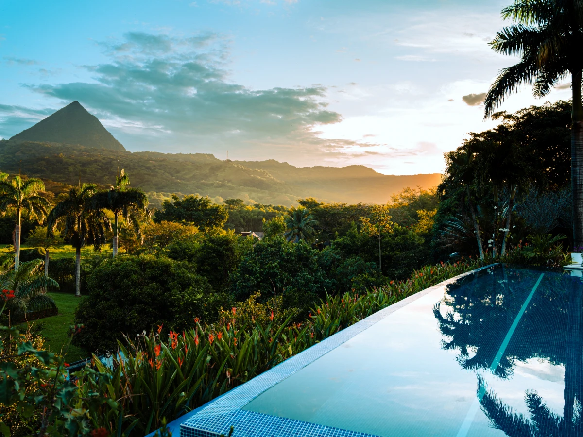 Mountain views from the terrace at Villa Kavalia, Colombia