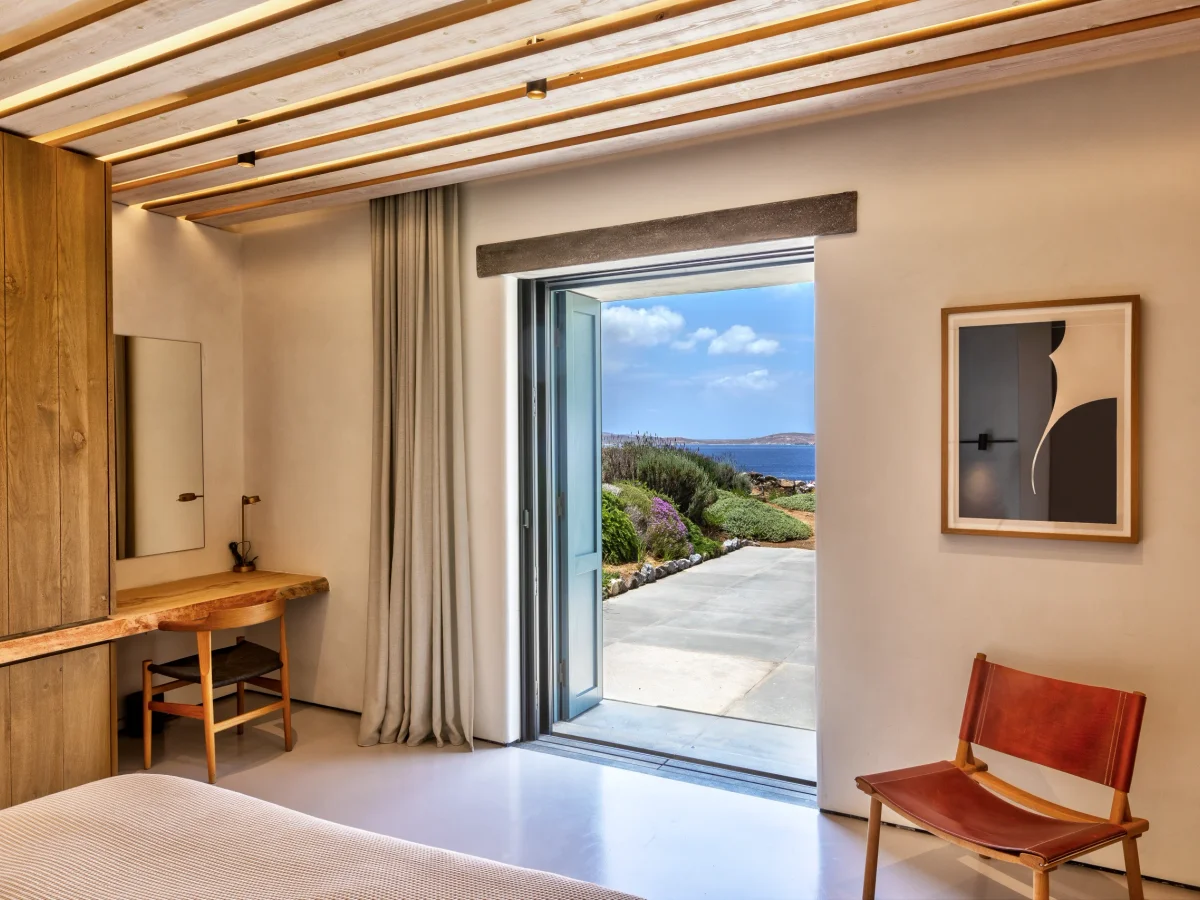 Pool and outdoor dining terrace at Villa Mandra, Mykonos