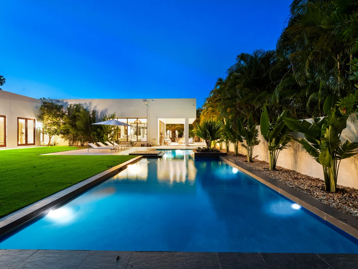Moroccan-inspired pool and garden at Villa Maroc