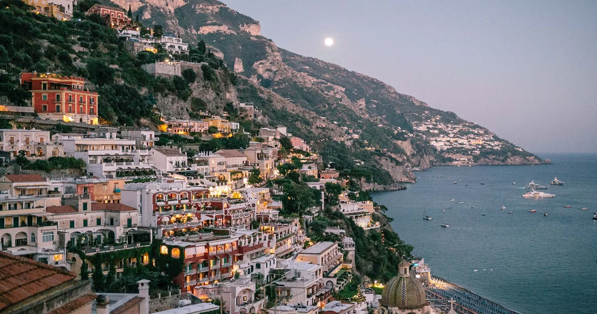 Terrace with sea view and lemon trees above Positano