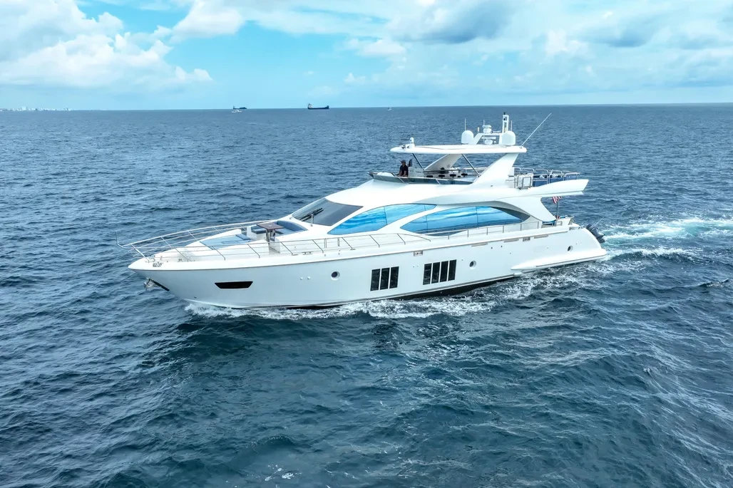 Luxury yacht cruising crystal blue waters